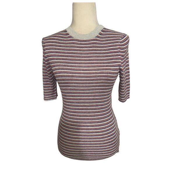 something navy new nordstrom red white blue striped short sleeve sweater small - Picture 1 of 8